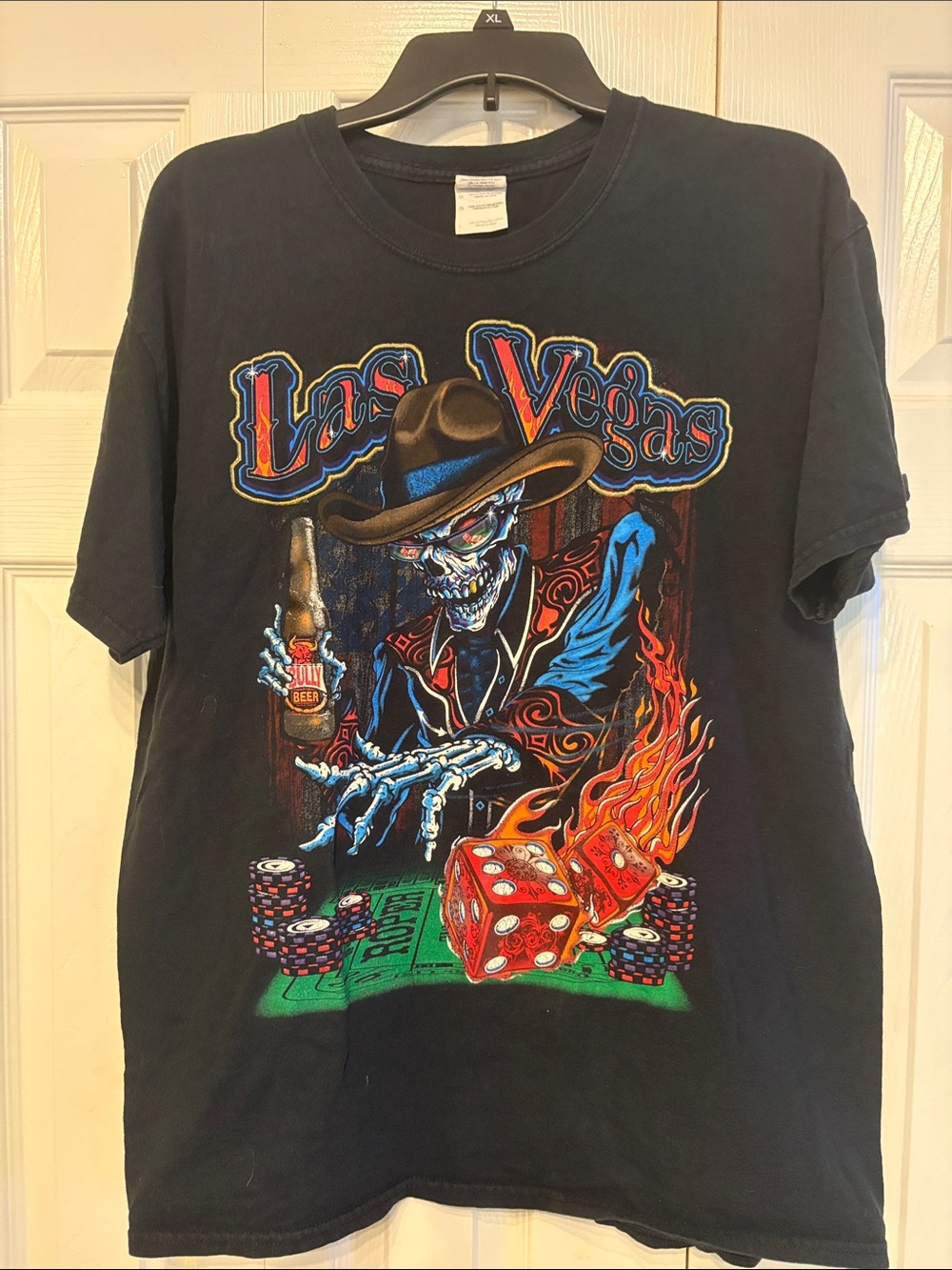 Las Vegas Graphic Tee - Black Skeleton Dice Shirt 776